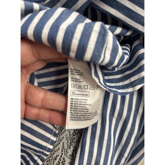 NWT H&M LOGG Blue White Striped Cotton V-Neck Blouse Size 10 Beach Coastal Core - Picture 5 of 5
